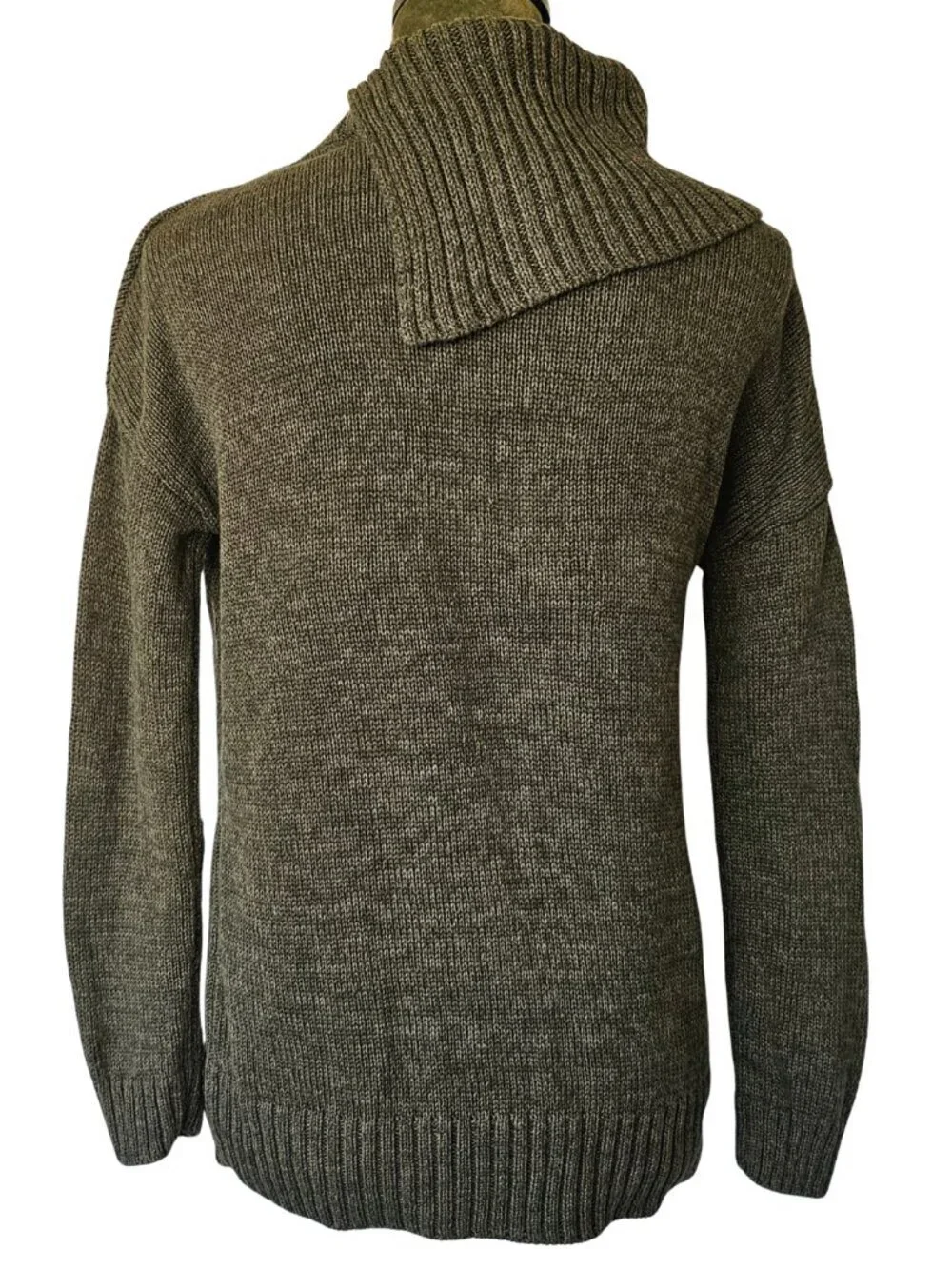 Matty M Assymetric Cowl Neck Sweater, Olive Green, Size S - Picture 4 of 7